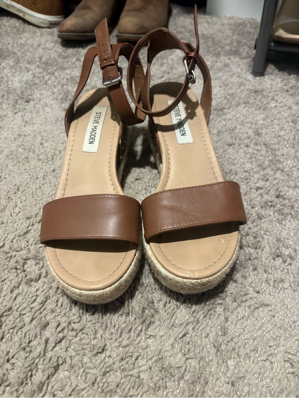 Steve Madden Tan/Brown Espadrille Ankle-Strap Sandals